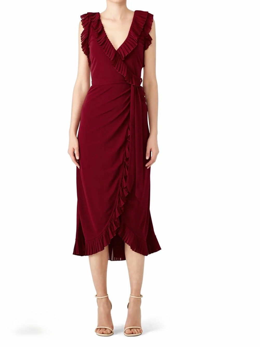 TORY BURCH Garnet Whitney Dress Pleated Ruffle Wrap Dress